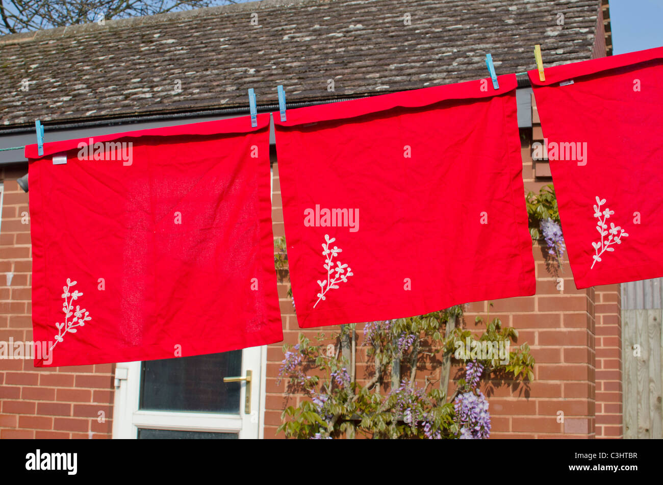 Washing hanging on a clothes line Stock Photo Alamy