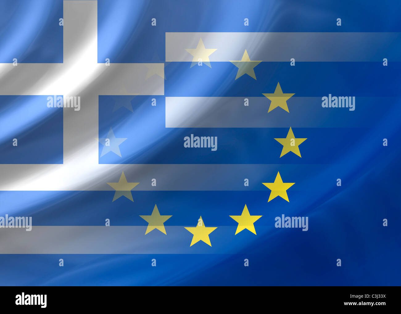 Greece and EU flag Stock Photo