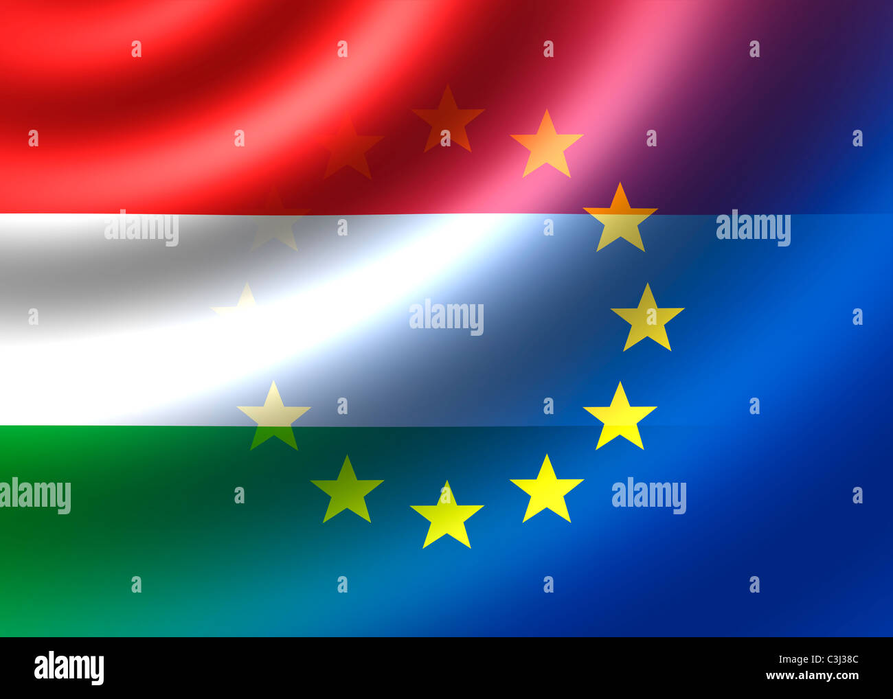 Hungary and EU flag Stock Photo