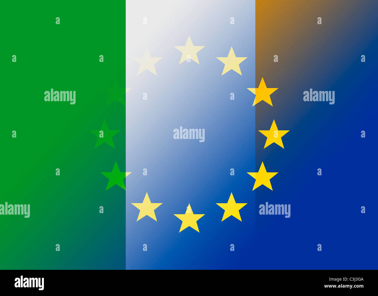 Ireland and EU flag Stock Photo