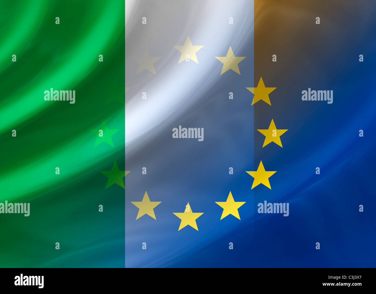 Ireland and EU flag Stock Photo