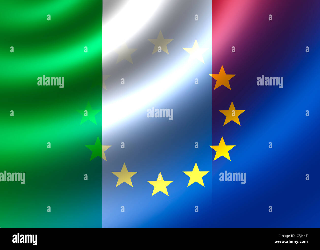 Italy and EU flag Stock Photo