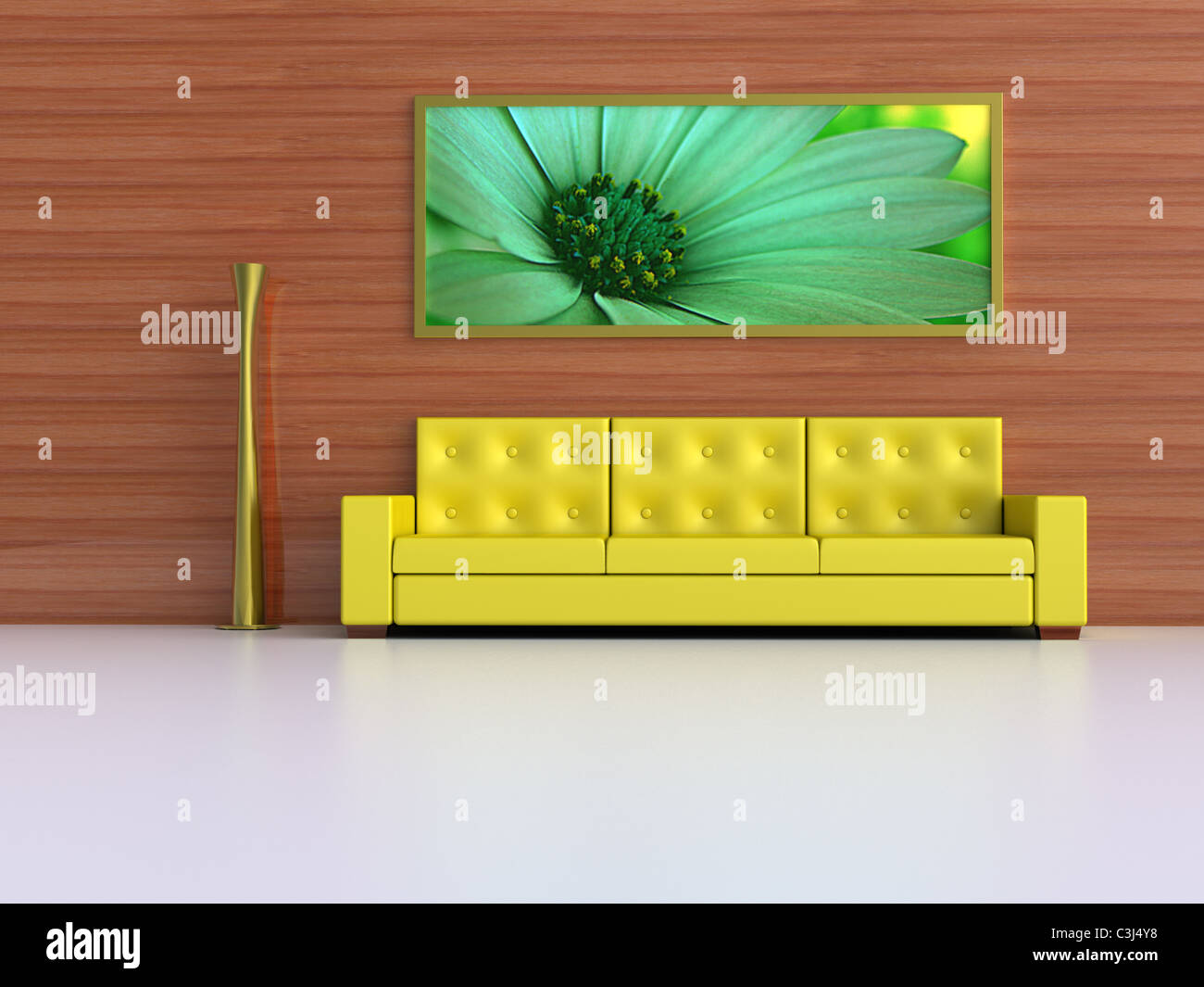 3d rendering yellow sofa in modern ambient Stock Photo