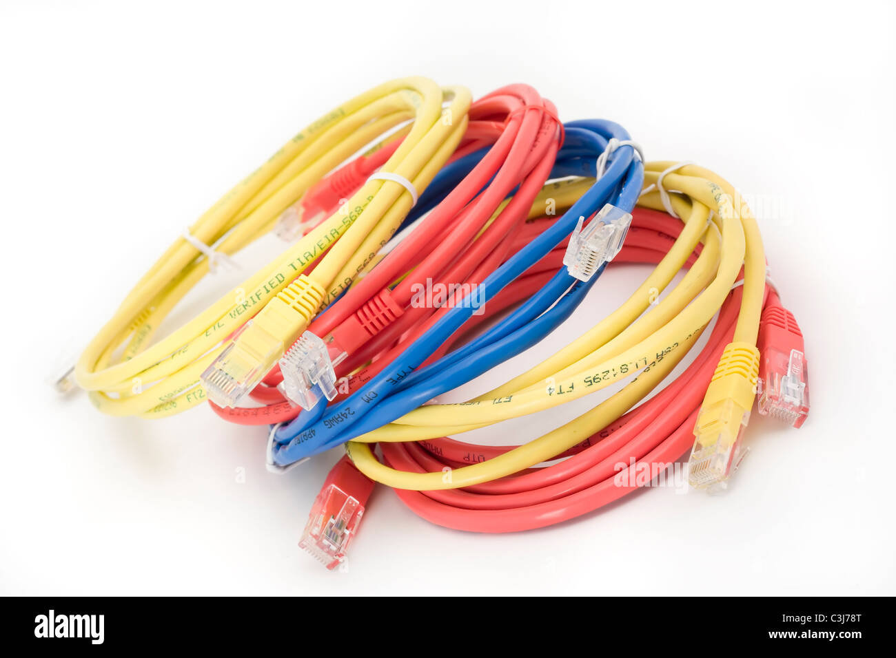 Colorful UTP cables close up Stock Photo