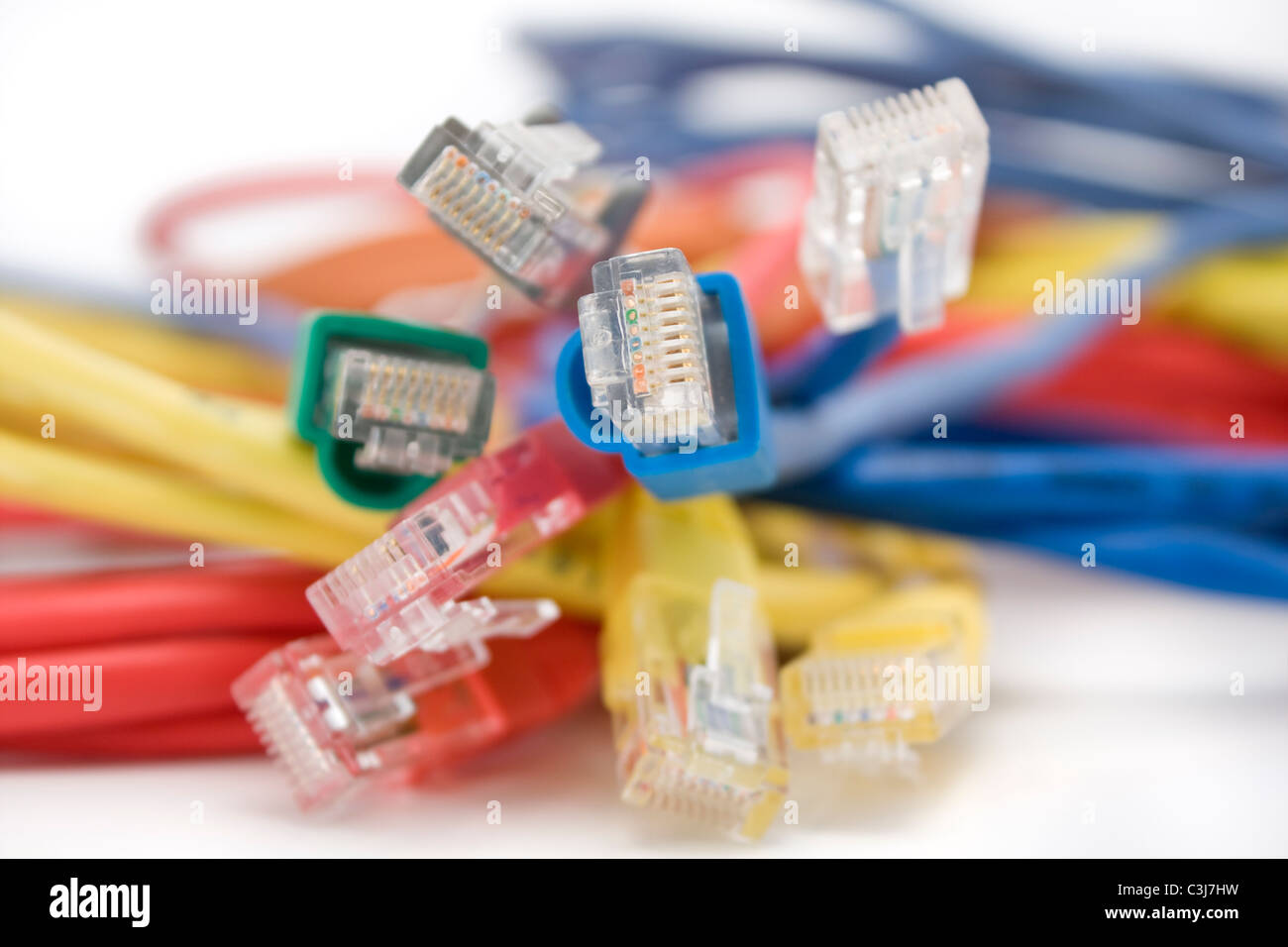Colorful UTP cables close up Stock Photo