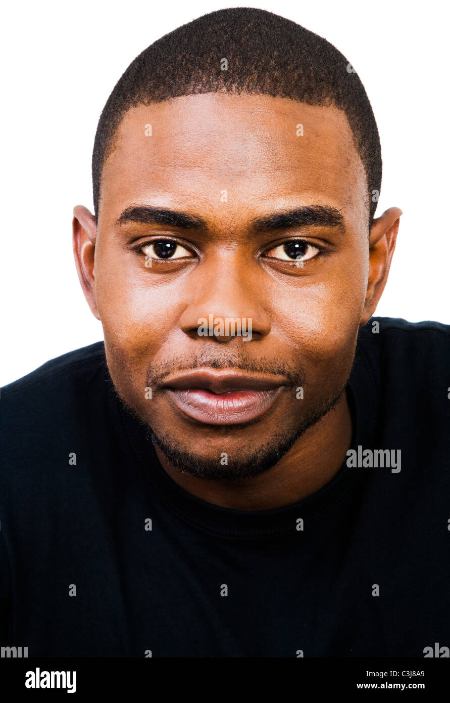 Happy young man posing isolated over white Stock Photo - Alamy