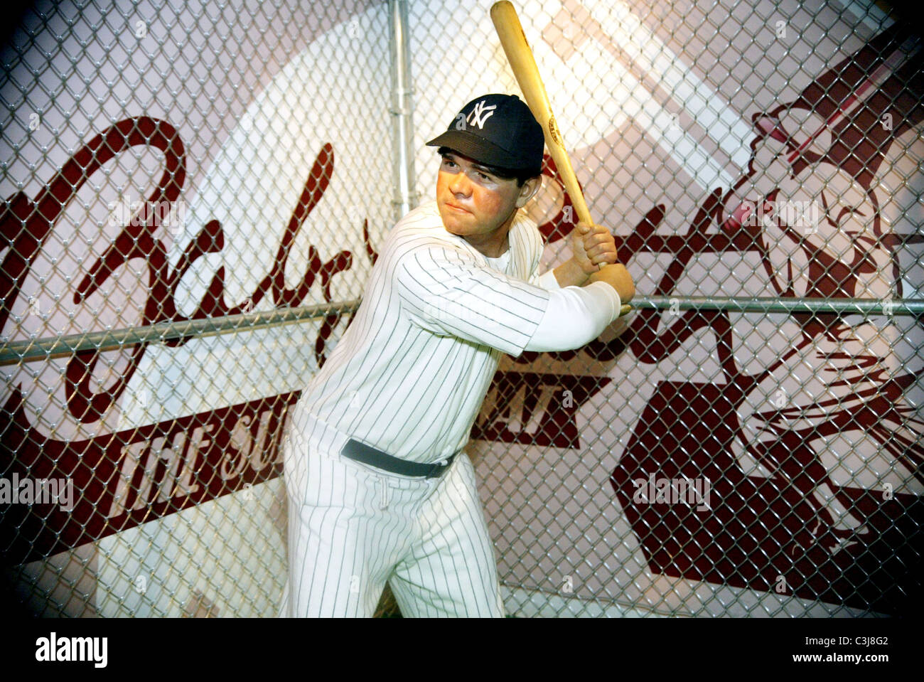 Babe Ruth wax figure of the legendary New York Yankees slugger on
