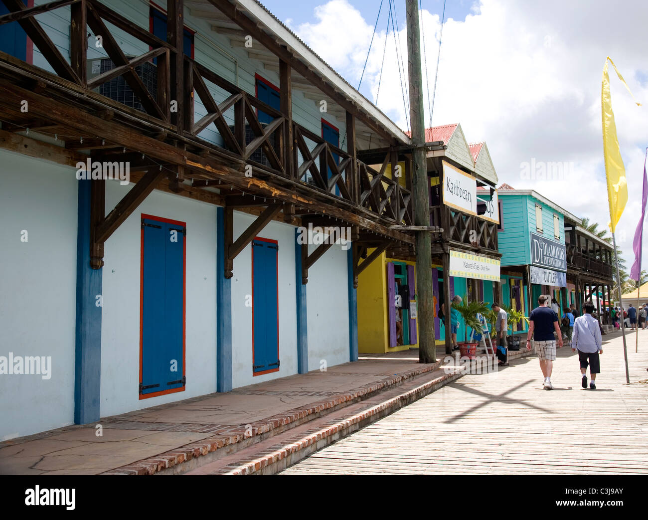 Redcliffe Quay pier with shops in Antigua Stock Photo