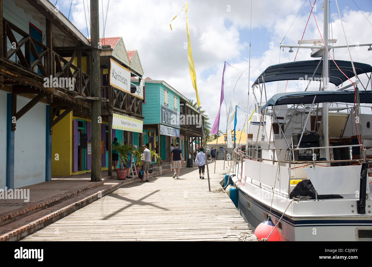 Redcliffe Quay pier with shops in Antigua Stock Photo