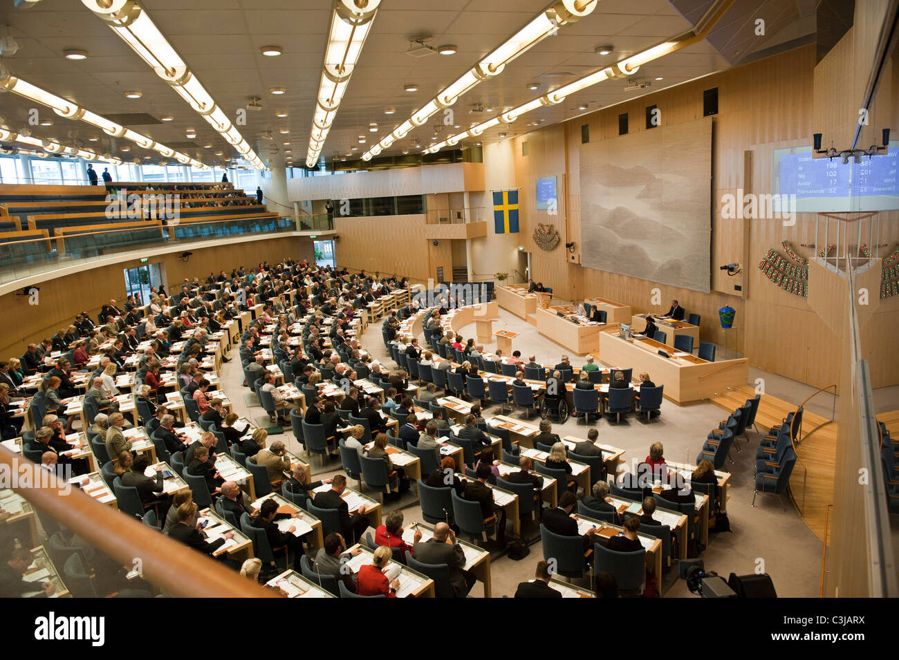 Swedens parliament in session Stock Photo