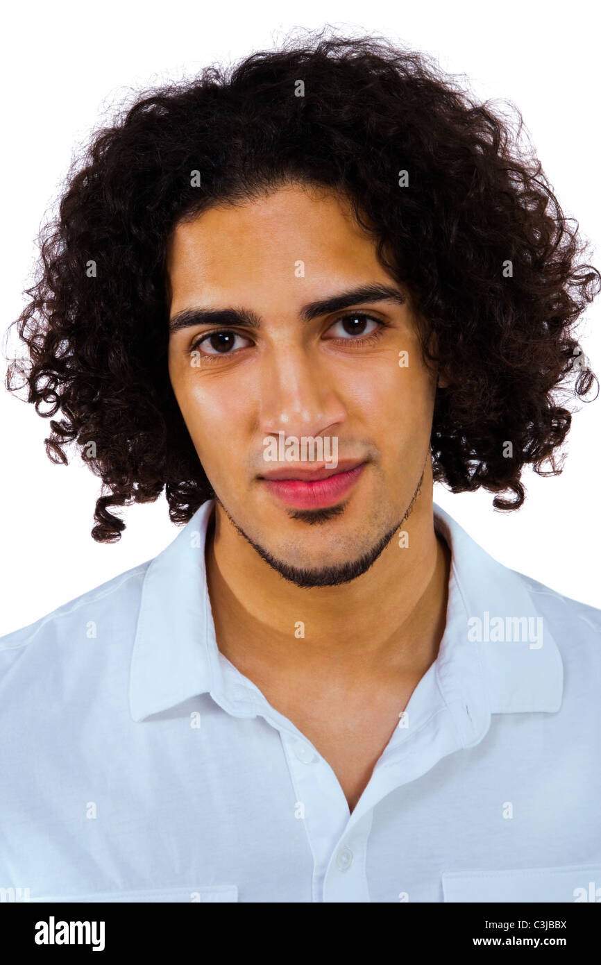 Smiling young man posing isolated over white Stock Photo - Alamy