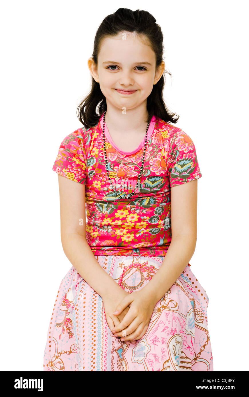 Beautiful girl posing and smiling isolated over white Stock Photo - Alamy