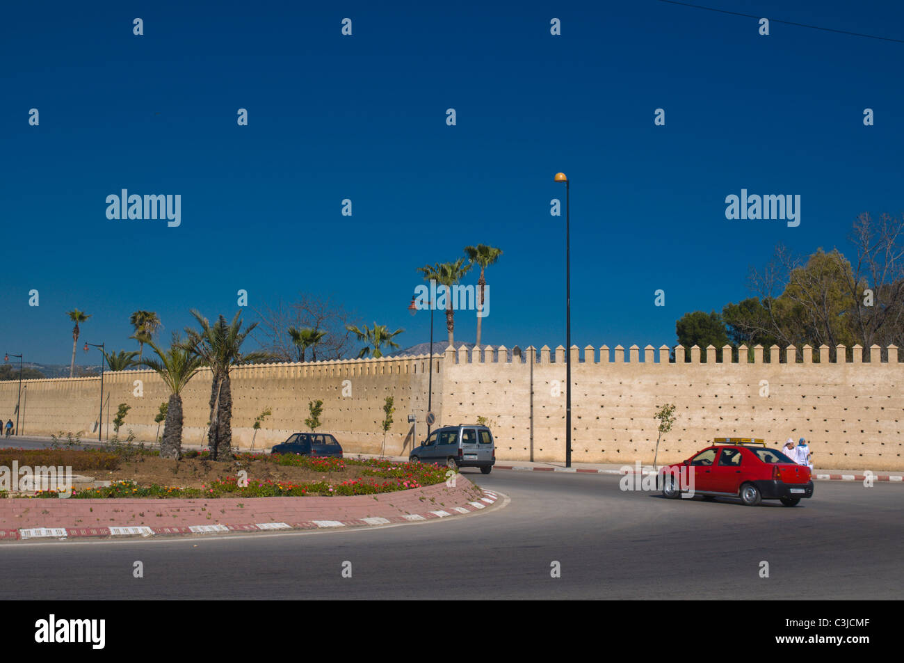 Roundabout along Boulevard el Fassi street Fez northern Morocco Africa Stock Photo