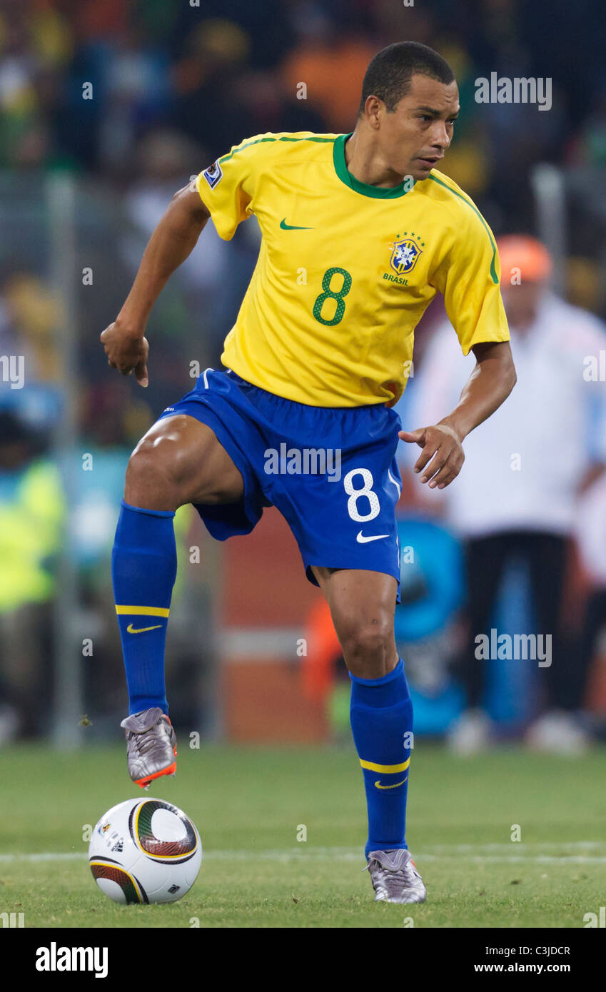 Gilberto Silva of Brazil in action during a FIFA World Cup football match against Côte d'Ivoire June 20, 2010. Stock Photo
