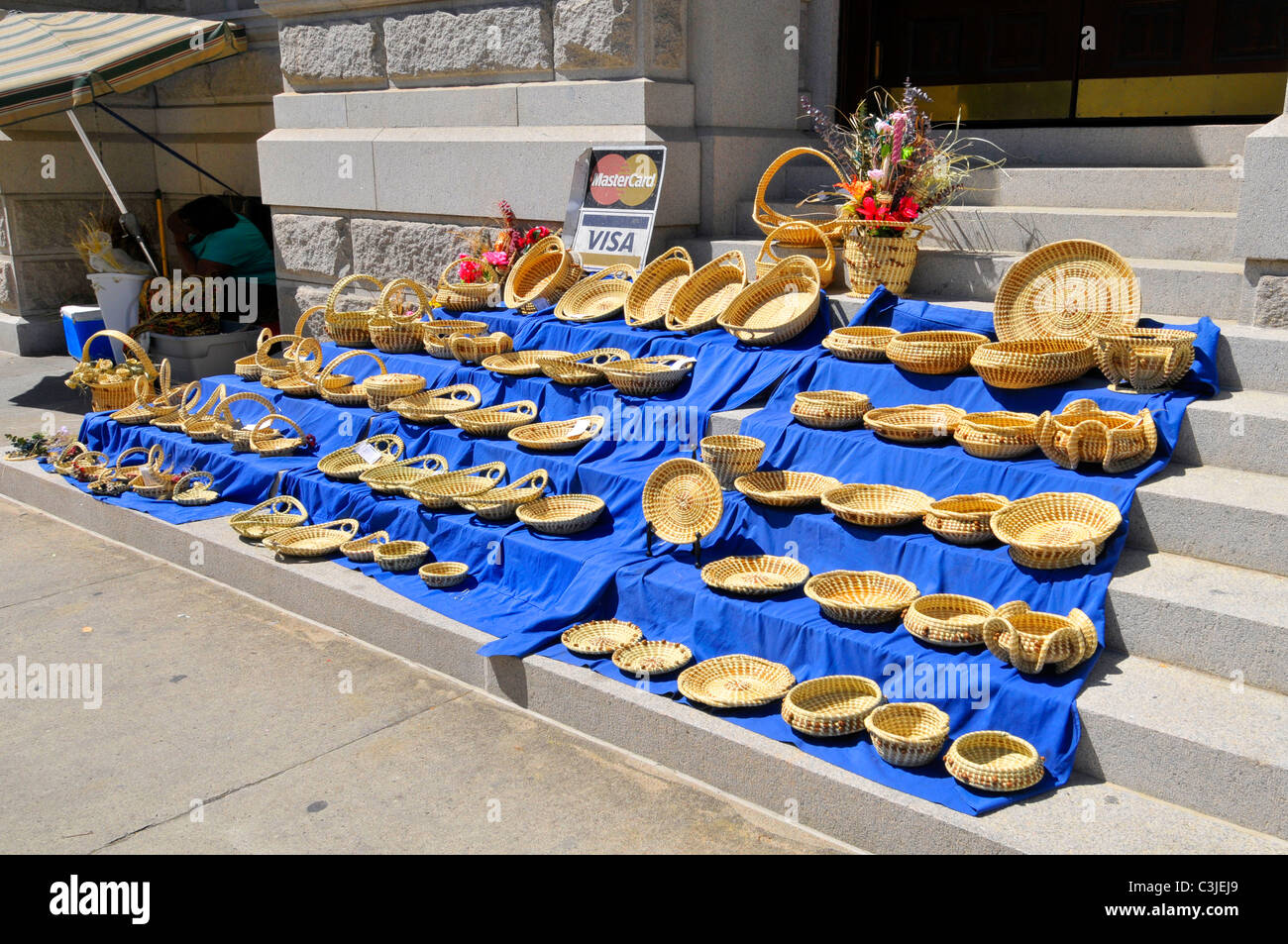 Sweetgrass baskets sold in historic Charleston South Carolina SC Stock