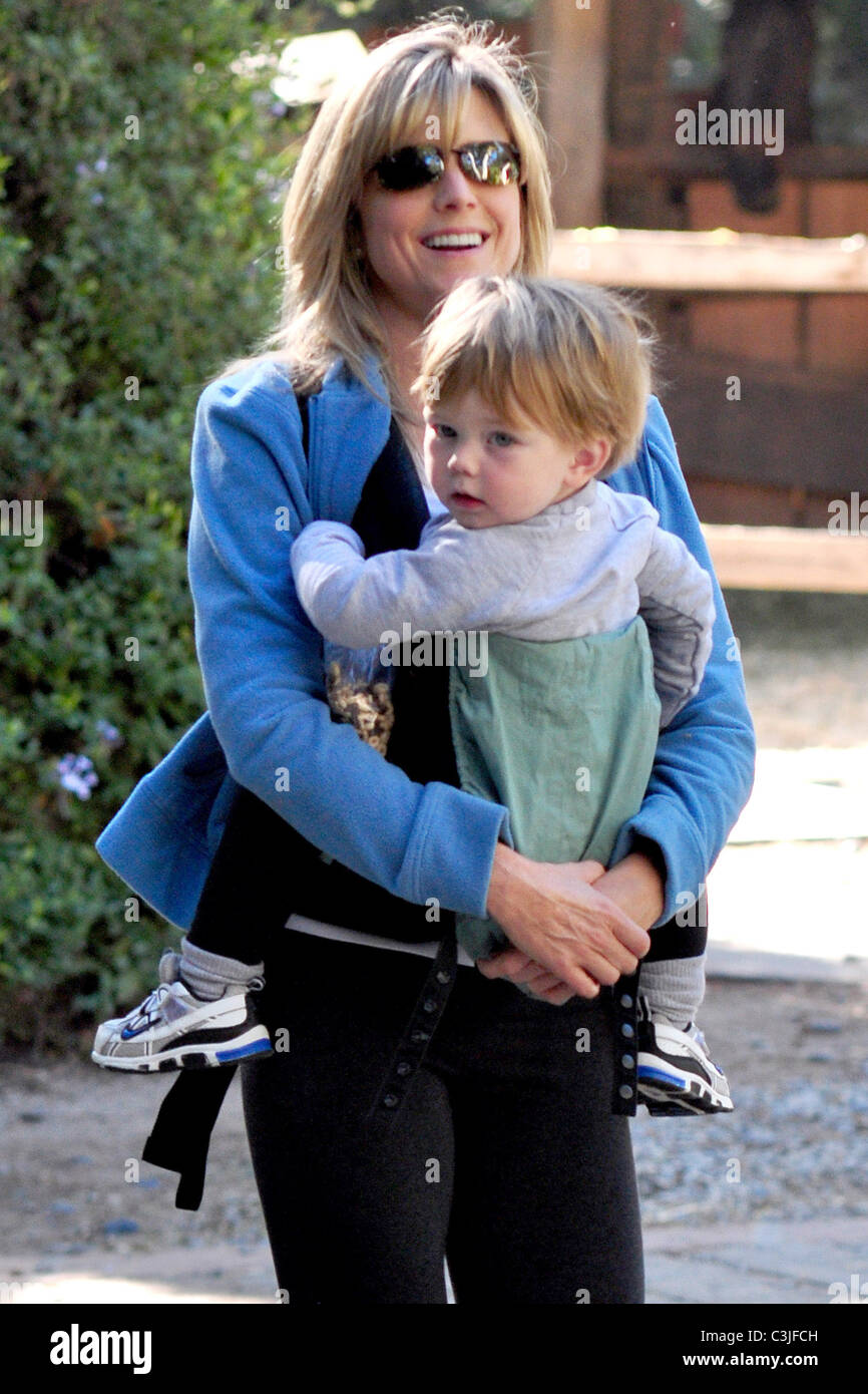 Courtney Thorne-Smith hiking with her son, Jake Fishman, in Brentwood ...