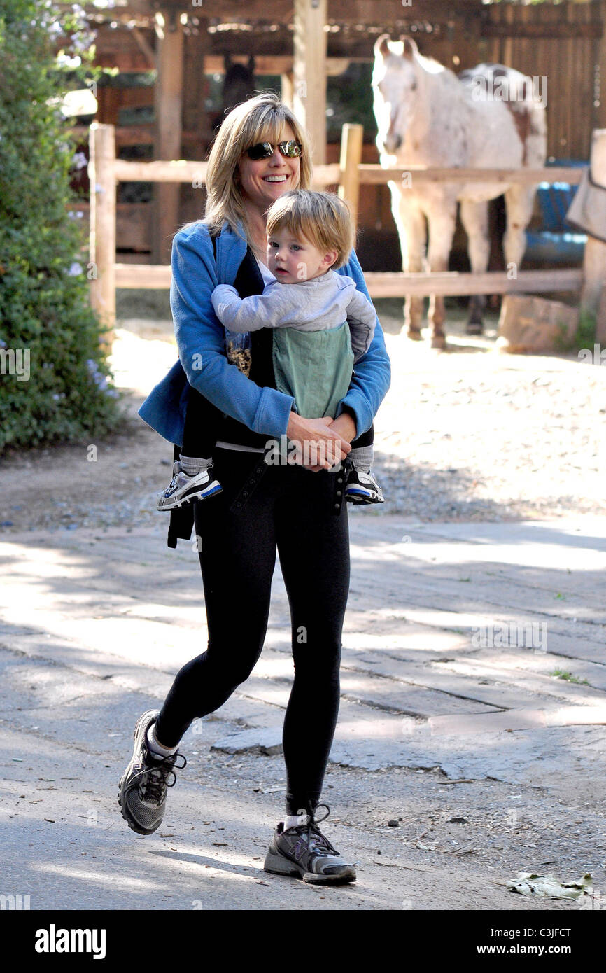 Courtney Thorne-Smith hiking with her son, Jake Fishman, in Brentwood ...
