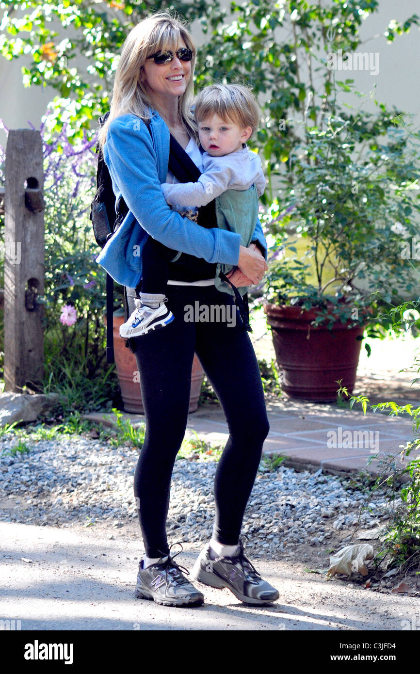 Courtney Thorne-Smith hiking with her son, Jake Fishman, in Brentwood ...