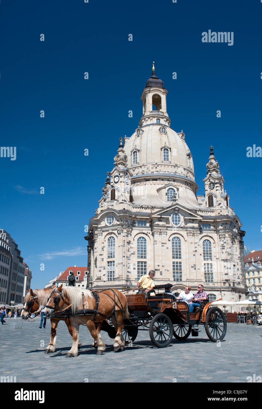 Exterior of famous Frauenkirche (Church Of Our Lady) church in Dresden Saxony Germany Stock Photo