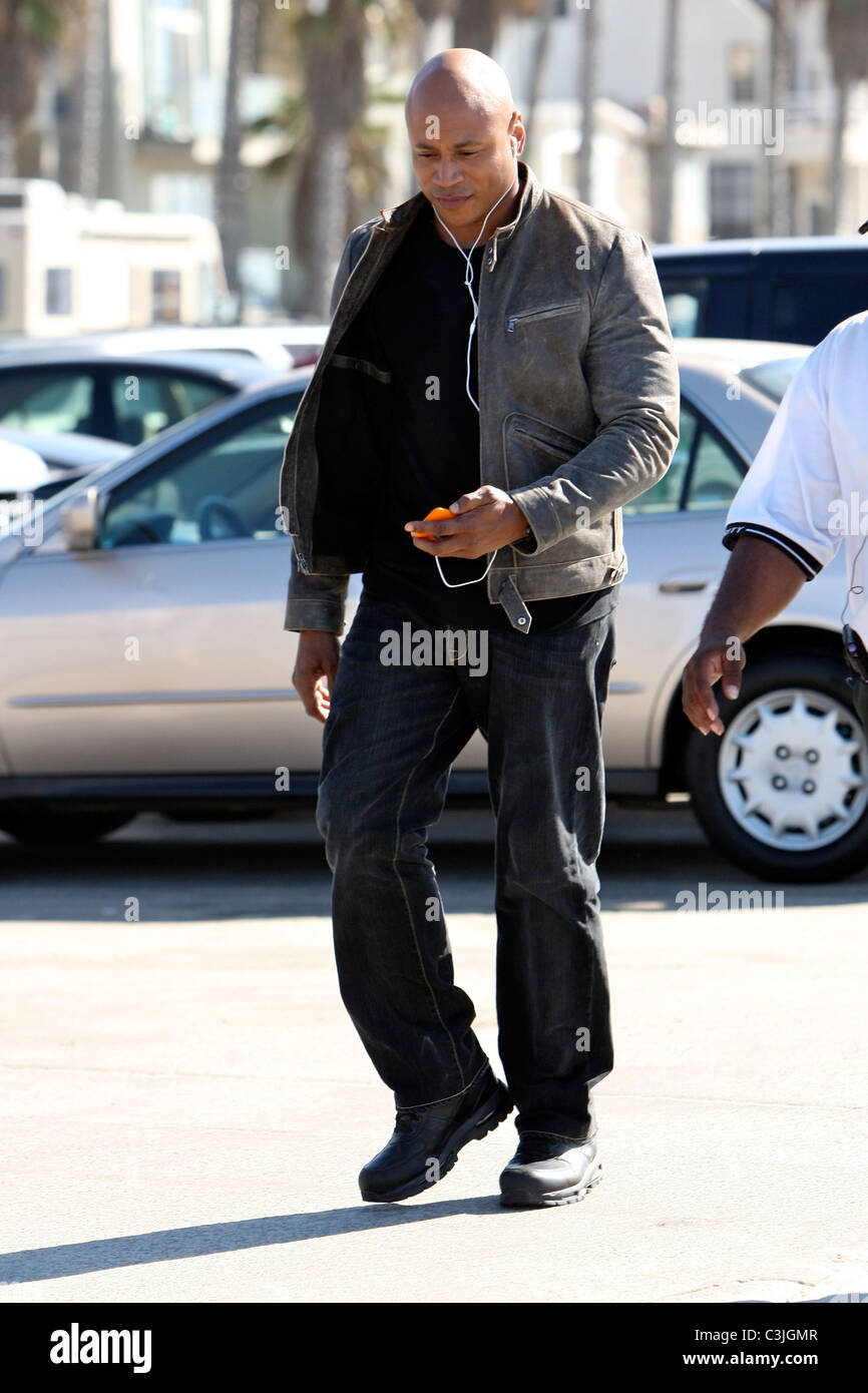 LL Cool J on the set of his television show 'NCIS Los Angeles' filming