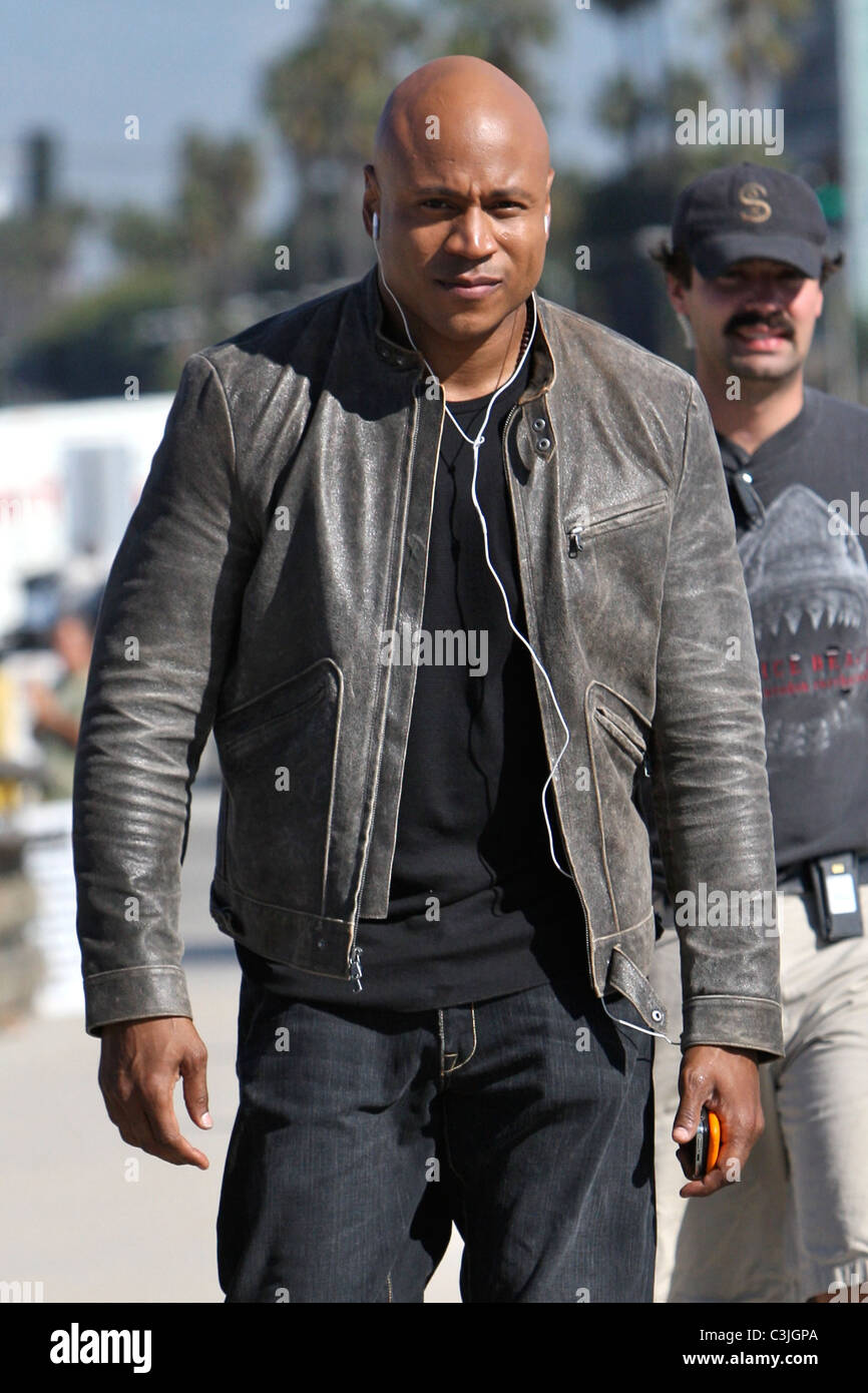 LL Cool J on the set of his television show 'NCIS Los Angeles' filming