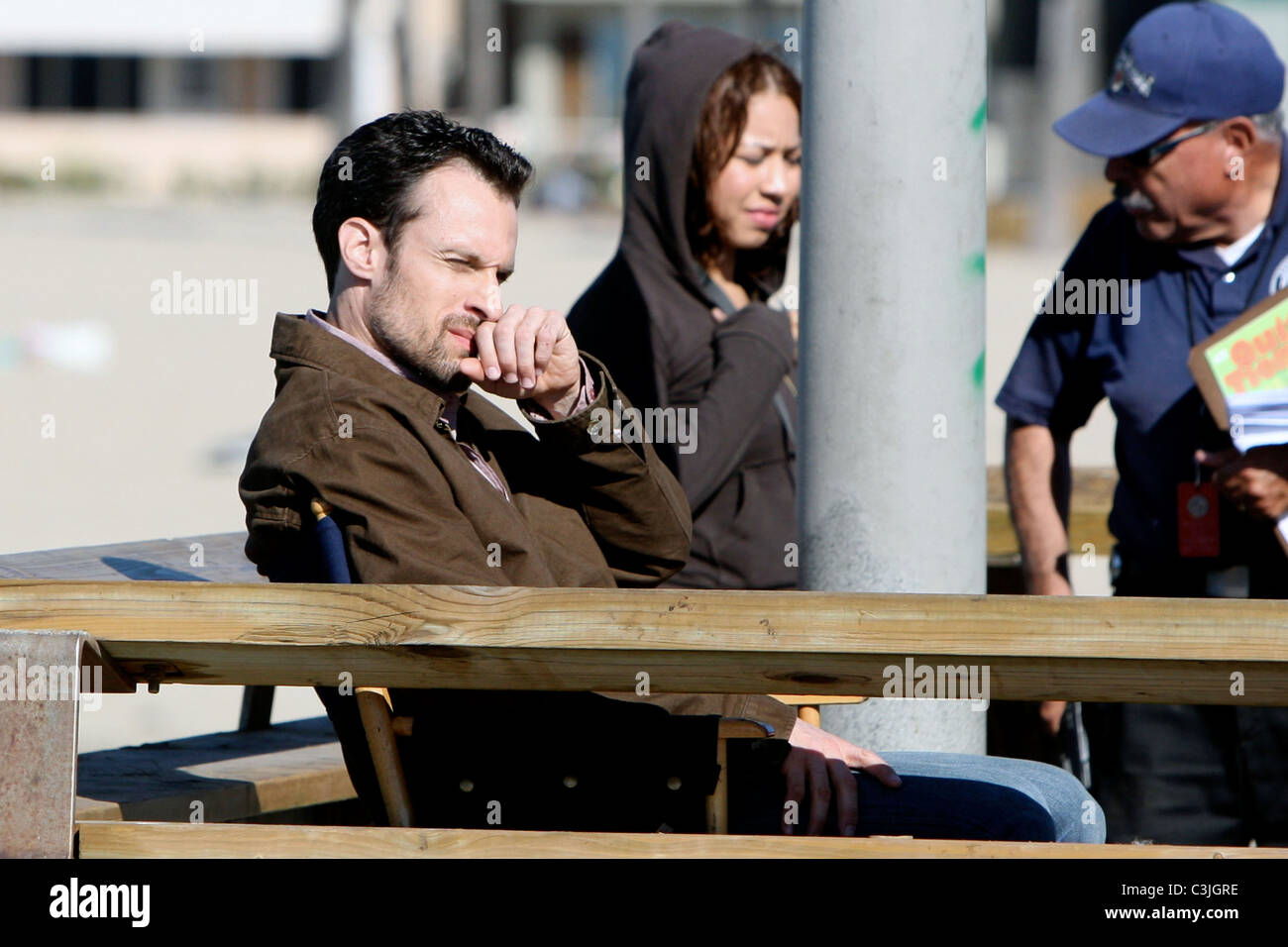 Actor on the set of 'NCIS Los Angeles' filming on Venice Beach Los