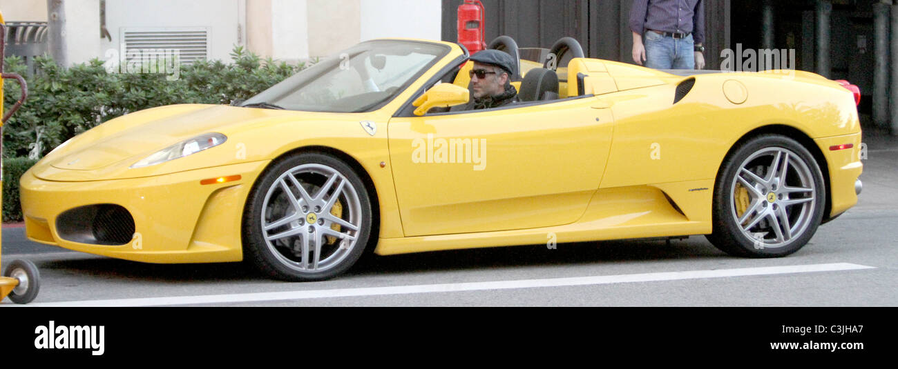Alejandro Fernandez Mexican singer driving his yellow Ferrari in Hollywood Los Angeles, California - 01.11.09 : Stock Photo