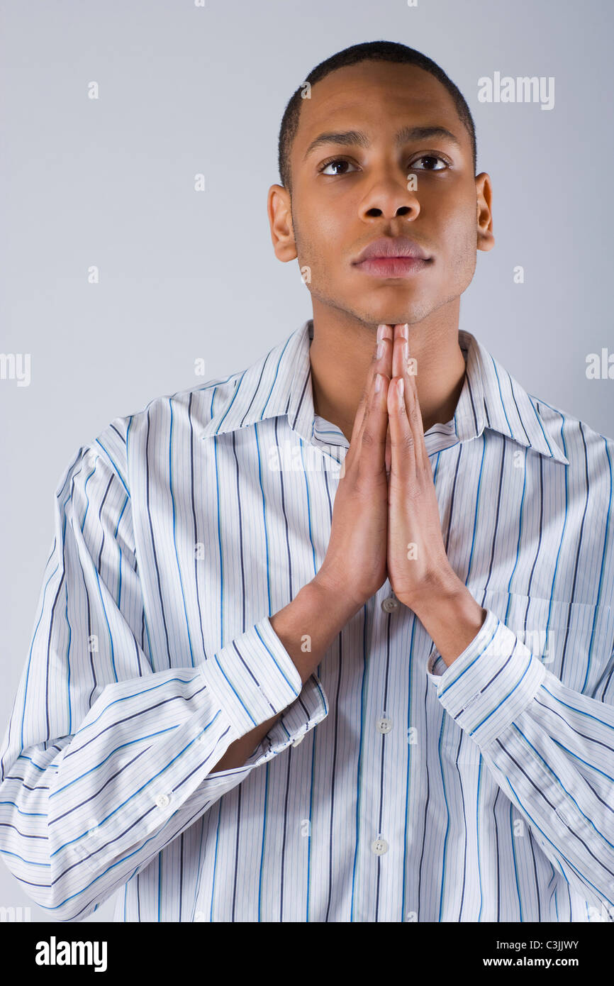 Portrait with hands hi-res stock photography and images - Alamy