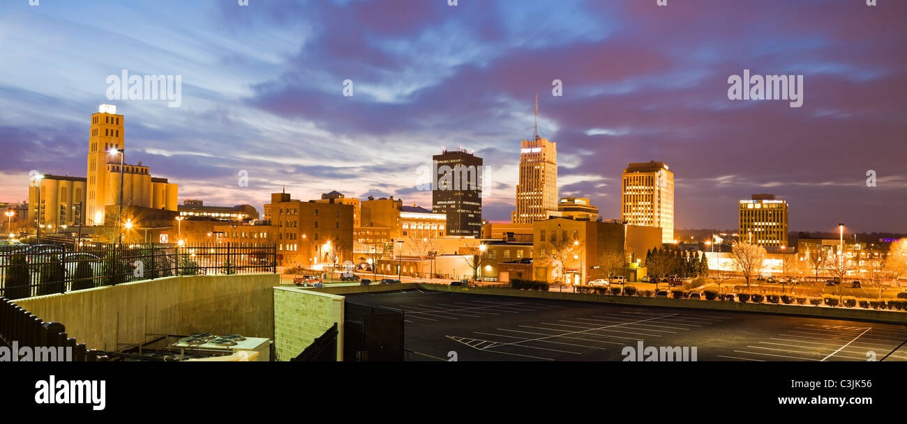 USA, Ohio, Akron, Cityscape at dusk Stock Photo Alamy