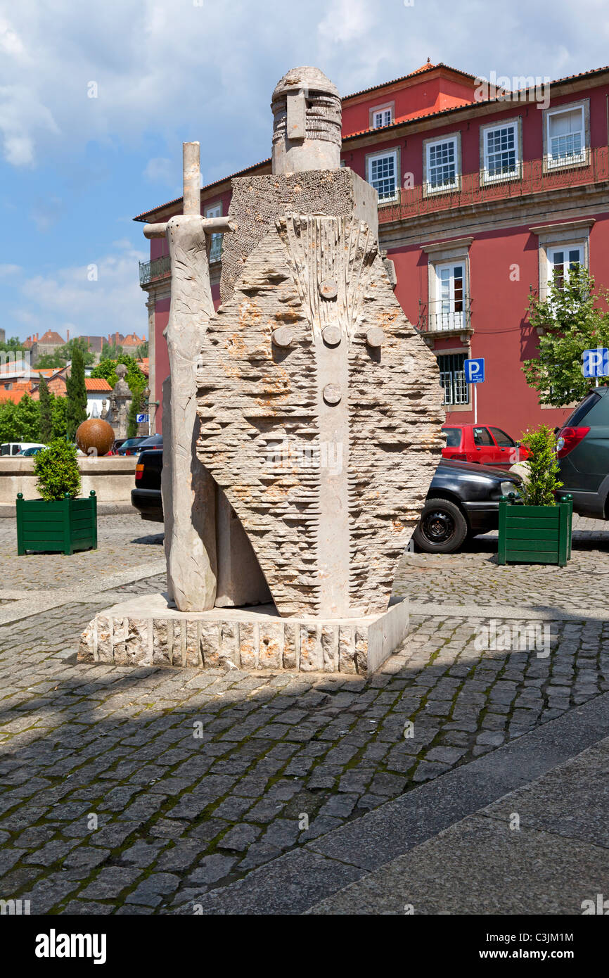 Sculpture of João Cutileiro about the King Dom Afonso Henriques (first king of Portugal). Guimaraes, Portugal. Stock Photo