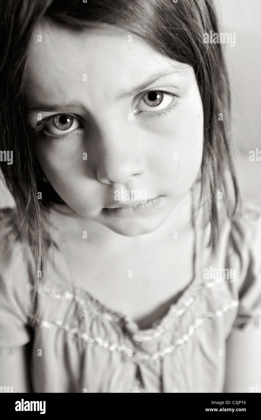 Studio shot of girl (6-7) Stock Photo