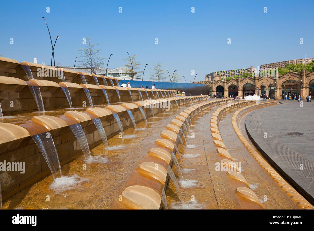 The Fountain in Sheaf Square outside Sheffield railway station South Yorkshire England GB UK EU Europe Stock Photo
