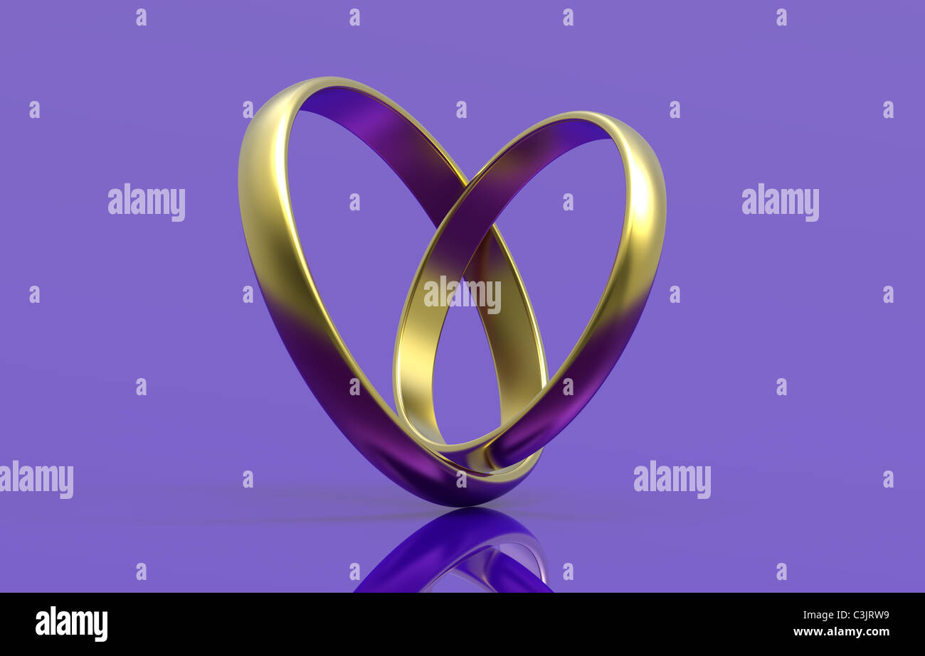 Two wedding rings, render, isolated on purple background Stock Photo ...
