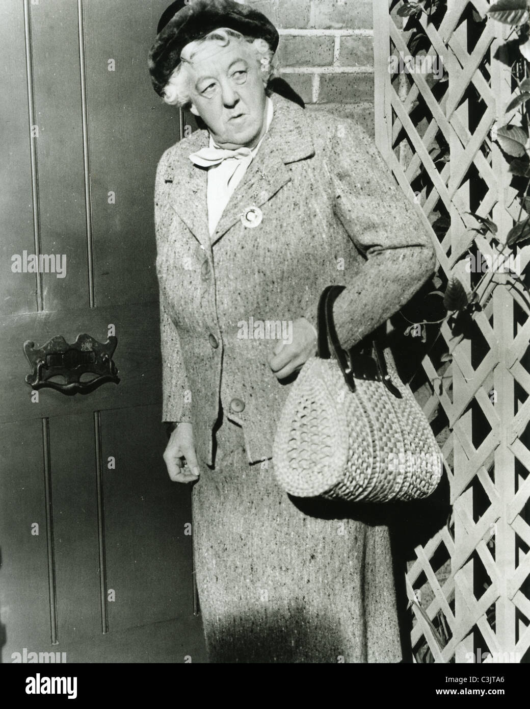 MARGARET RUTHERFORD (1892-1972) English actress in one of the Miss Marples films Stock Photo
