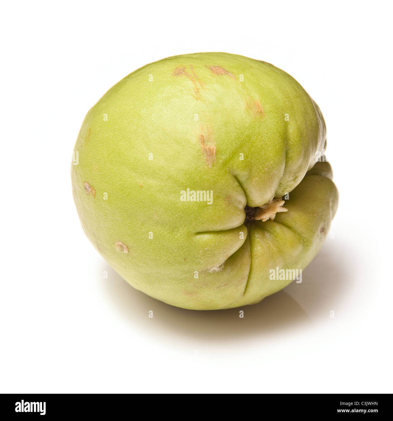 Chayote (Sechium edule) fruit also known as Chow Chow Cho-Cho or Cho Cho vegetable isolated on a white studio background. Stock Photo