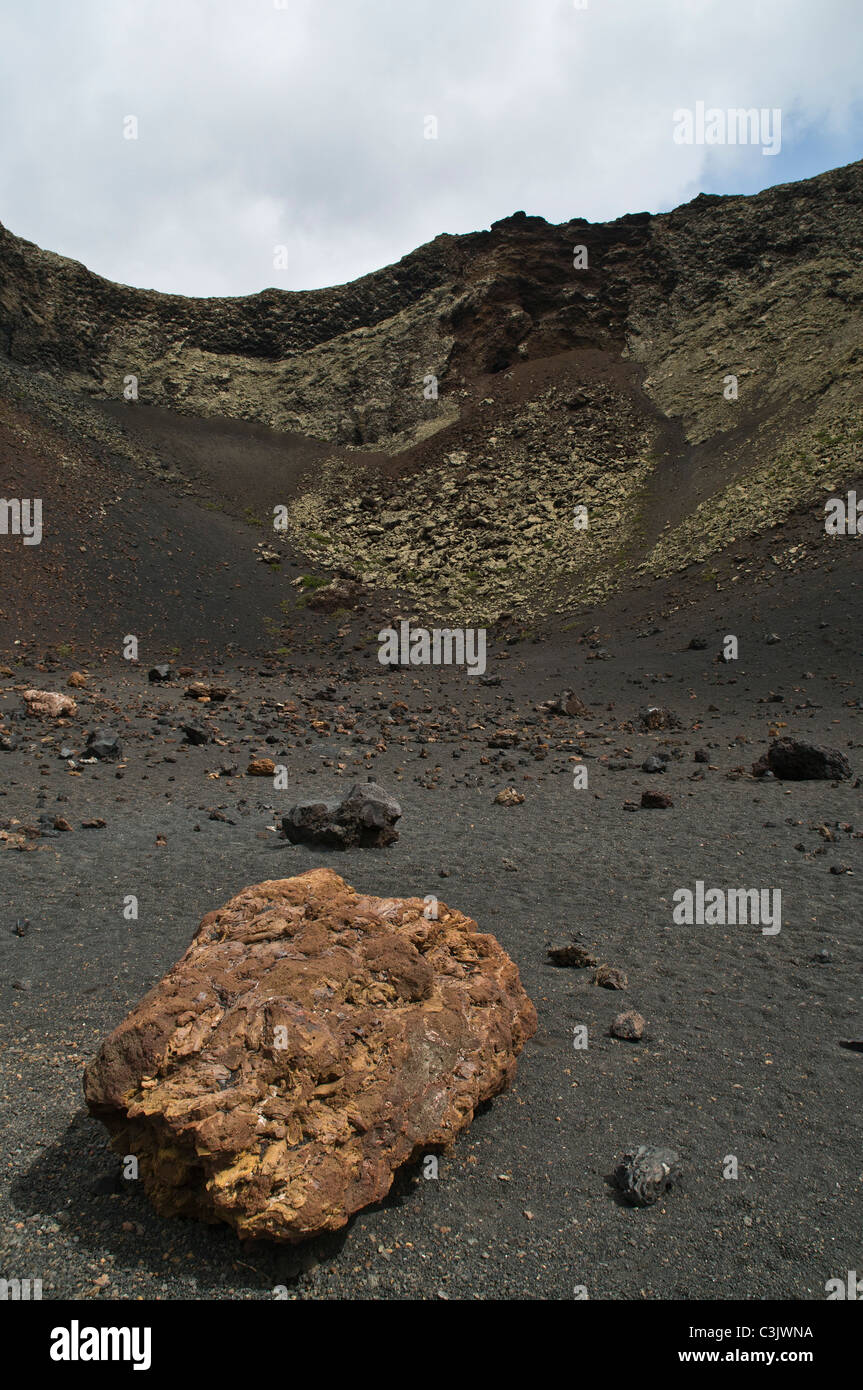 dh  MONTANA CUERVO LANZAROTE Fusiform lava bombs inside volcano mountain rock Stock Photo