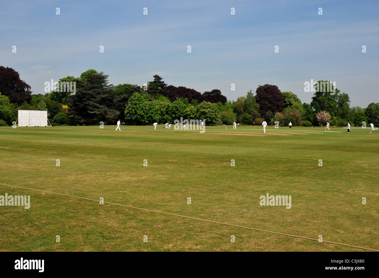 Cricket match in progress at The University Parks, Oxford, Oxfordshire