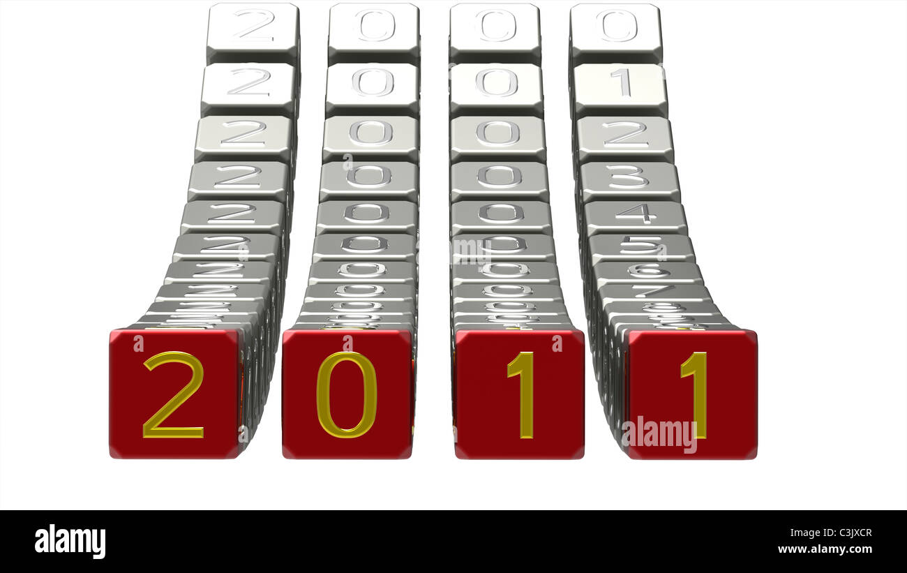field of numbers from 2010 to 2011, 3d render, background Stock Photo