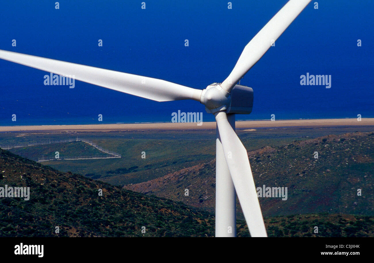 Windmill for electricity production.Tarifa. Cadiz province.Andalusia.Spain. Stock Photo