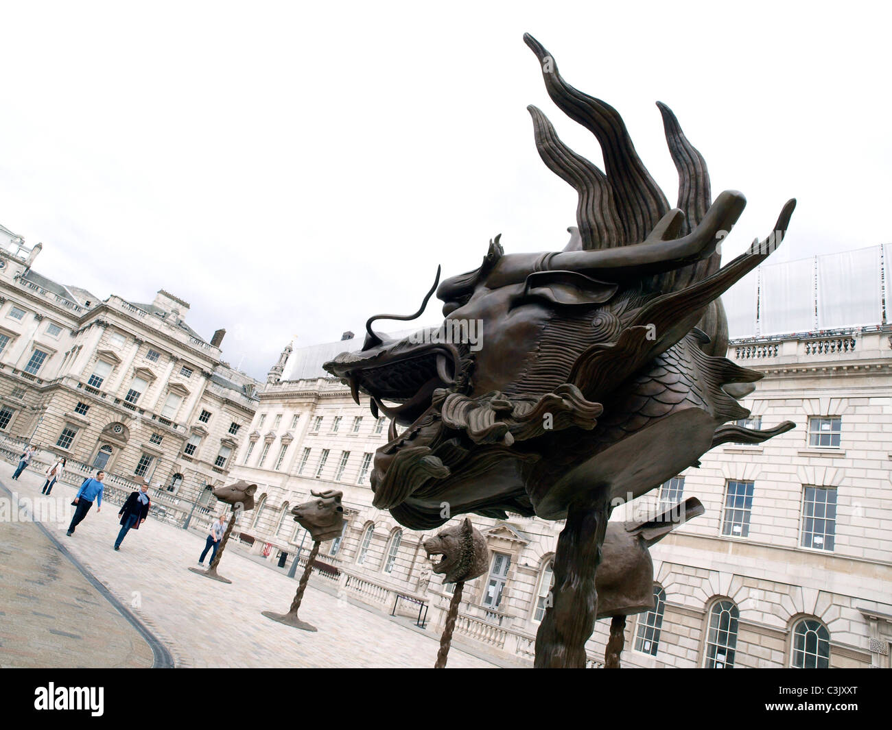 Chinese artist Ai Weiwei show of 12 bronze animal head sculptures Somerset House London Stock Photo
