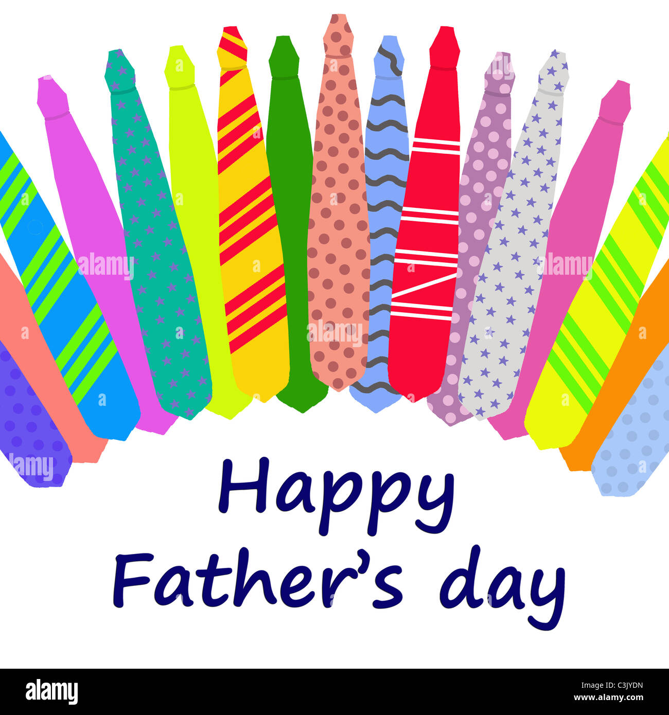 Happy Father's Day card with a pattern of colorful ties isolated on a ...