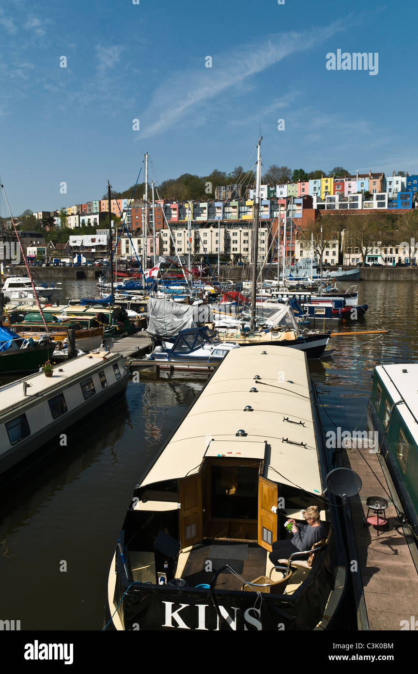 dh Floating Harbour Marina BRISTOL DOCKS BRISTOL Hotwells Barge yacht boats uk on boat people moored marinas canal homes england Stock Photo