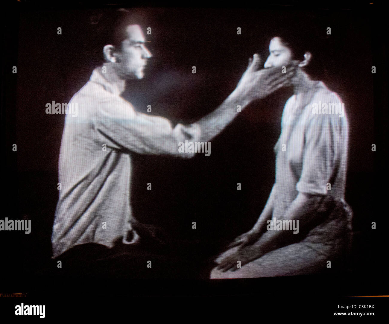 Performance artist Marina Abramovic gets slapped in a video on display at the National Gallery of Art in Washington, D.C. Stock Photo