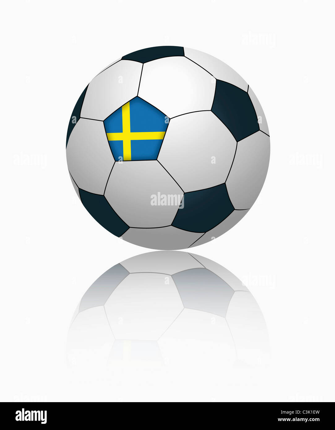 Swedish flag on football, close up Stock Photo