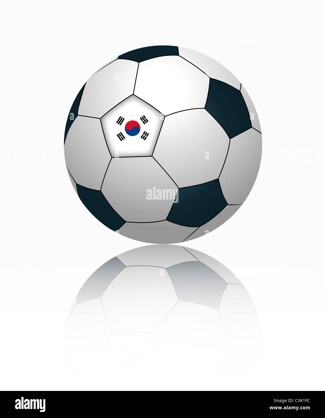 South Korean flag on football, close up Stock Photo