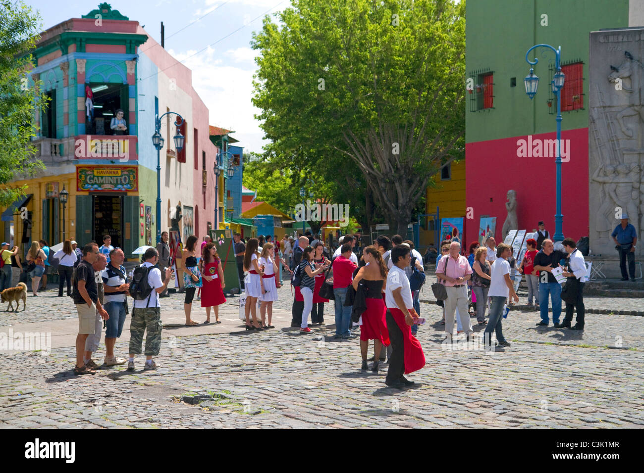 Pedestrian street in the La Boca barrio of Buenos Aires, Argentina. Stock Photo