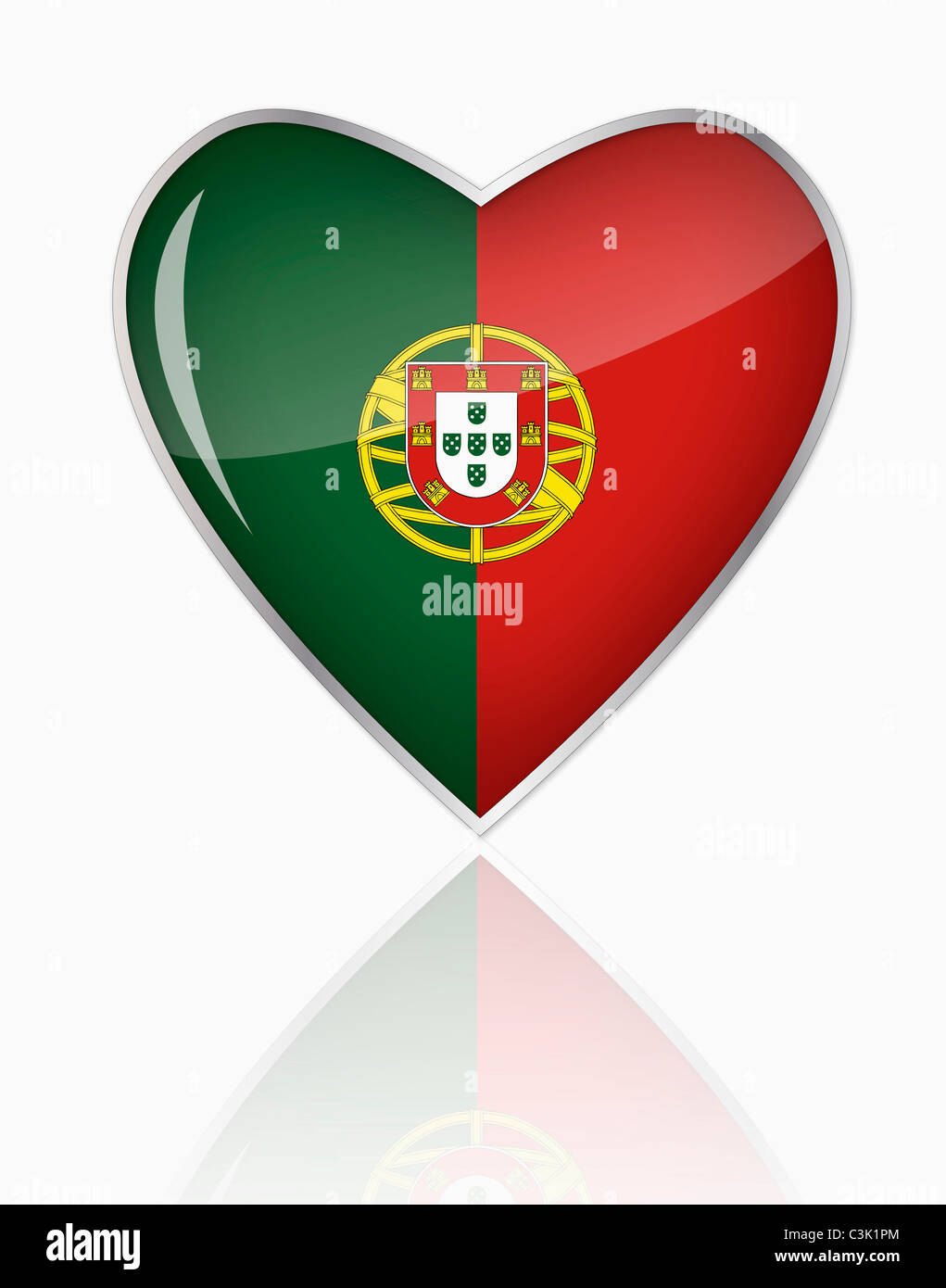 Portuguese flag in heart shape on white background Stock Photo - Alamy