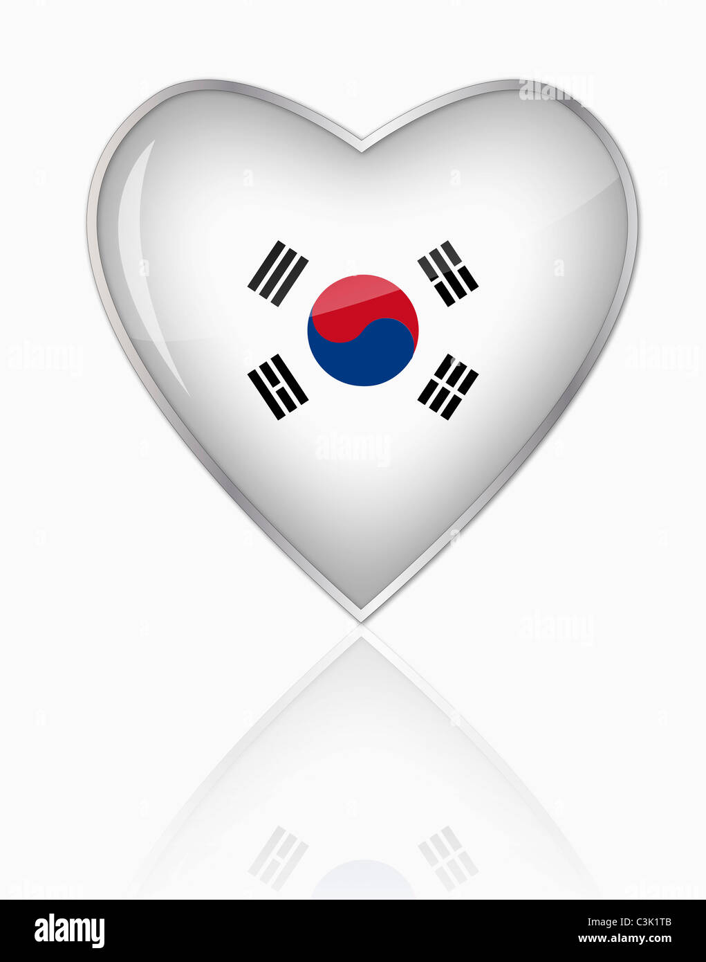 South Korean flag in heart shape on white background Stock Photo