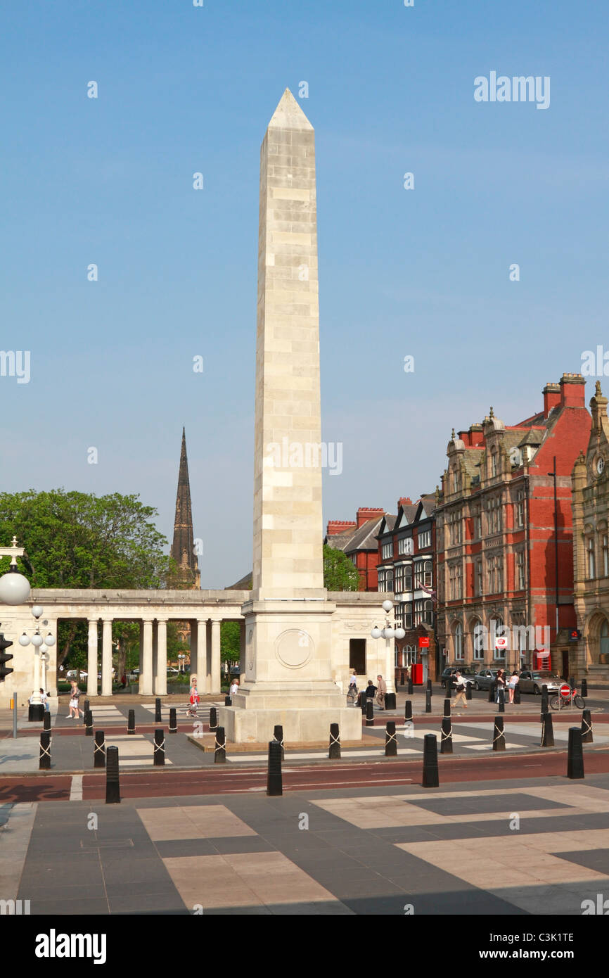 Obelisk and War Memorial on Lord Street, Southport, Merseyside, Lancashire, England, UK. Stock Photo