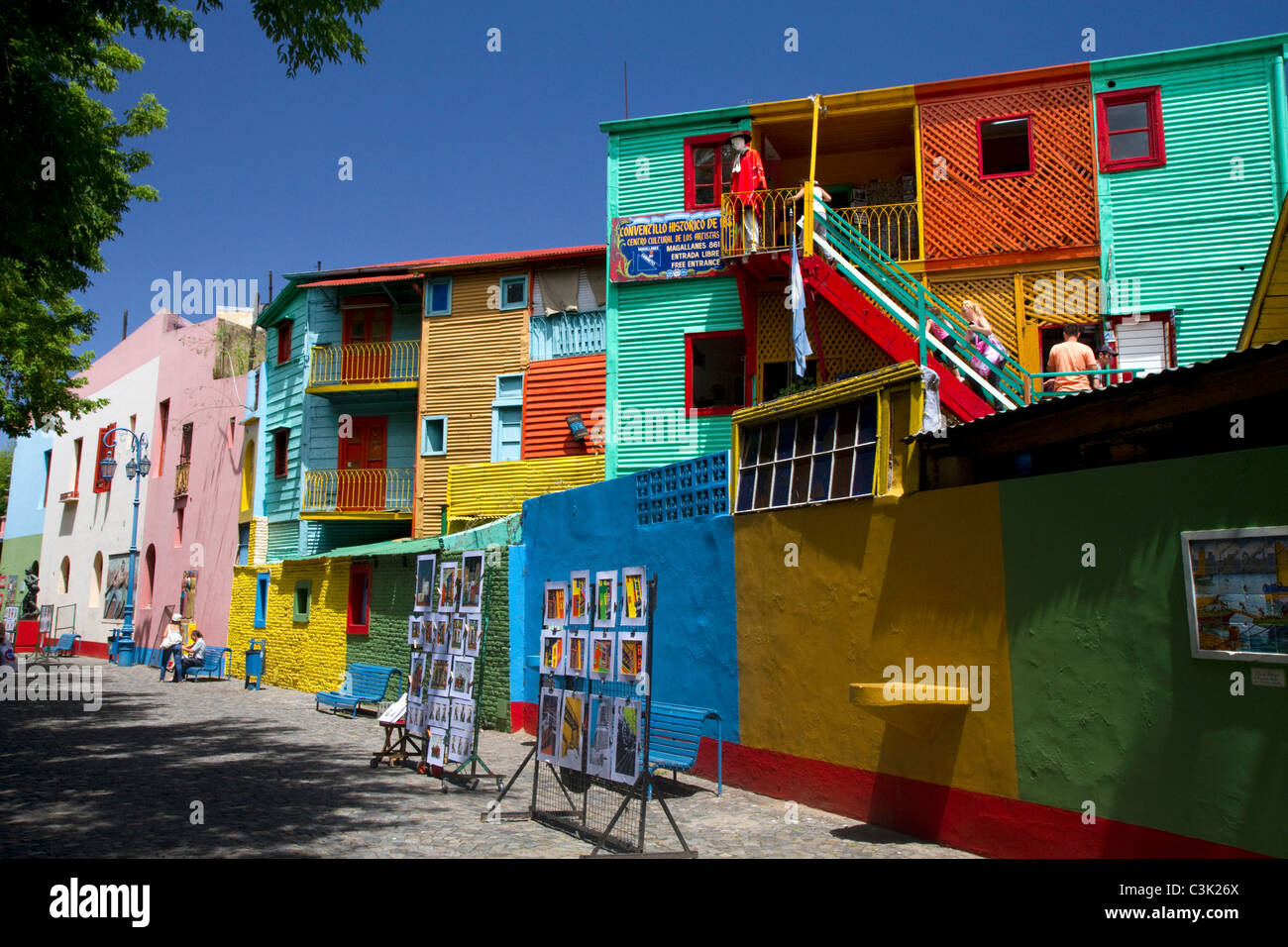 Colorful buildings in the La Boca area of Buenos Aires, Argentina. Stock Photo
